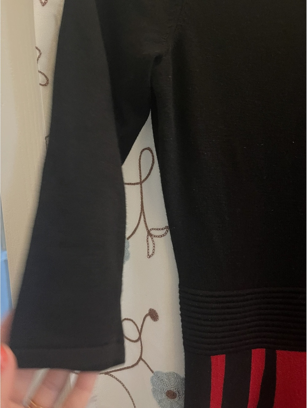 Danny & Nicole | S | Black Red Colorblock Three Quarter Sleeve Dress - Picture 7 of 10